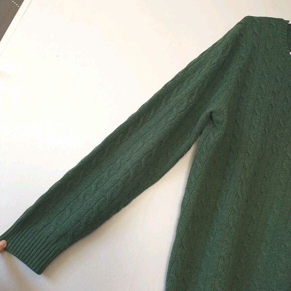 J Crew Sweater Pullover Mens XL Green Cable Knit Wool Cashmere Angora Blend - Picture 4 of 7